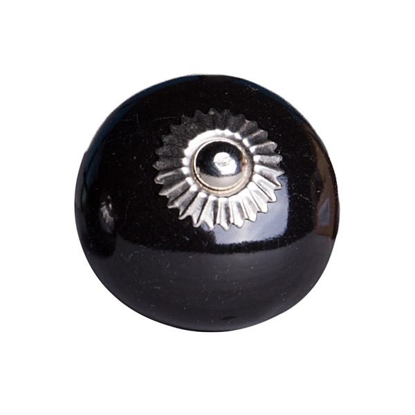 1.5" x 1.5" x 1.5" Ceramic Metal Black 12 Pack Knob - Image 2