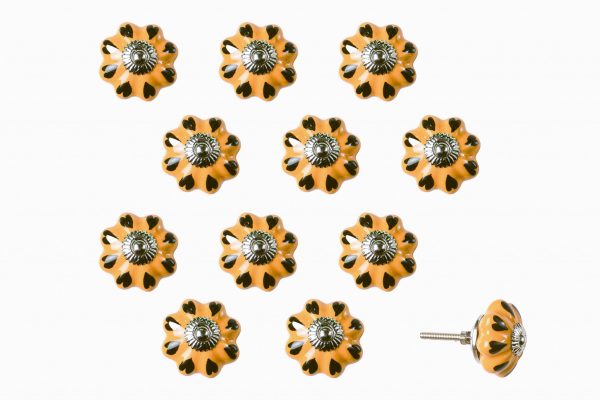 1.5" x 1.5" x 1.5" Ceramic Metal Yellow and Green 12 Pack Knob - Image 2