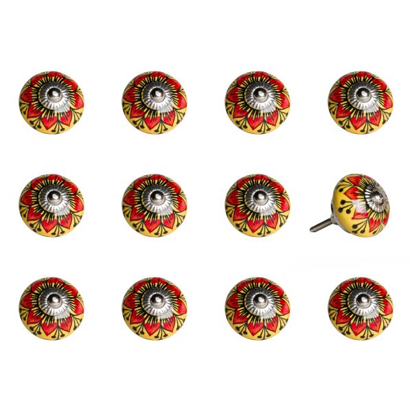 1.5" x 1.5" x 1.5" Ceramic Metal Multicolor 12 Pack Knob