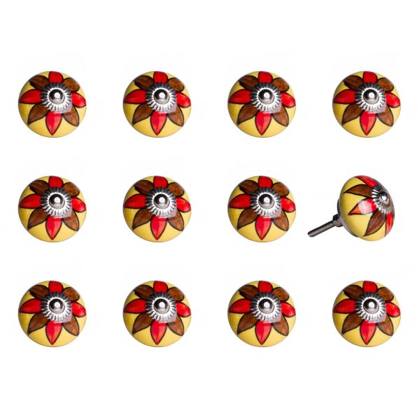 1.5" x 1.5" x 1.5" Ceramic Metal Multicolor 12 Pack Knob