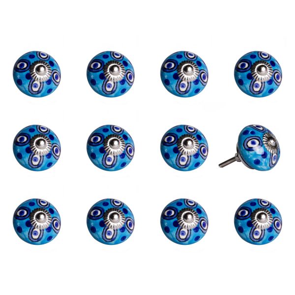 1.5" x 1.5" x 1.5" Ceramic Metal Multicolor 12 Pack Knob