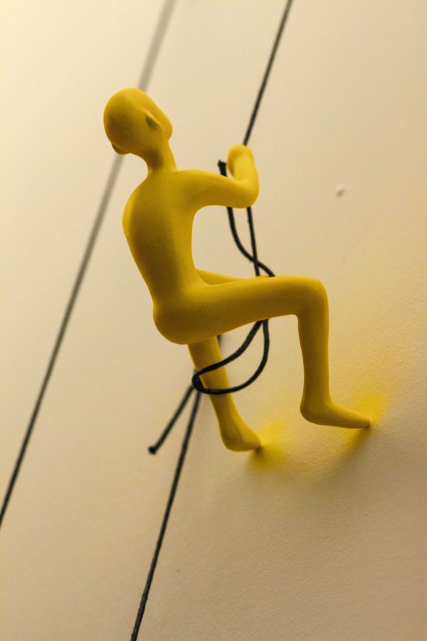 6" Yellow Unique Climbing Man Wall Art - Image 2