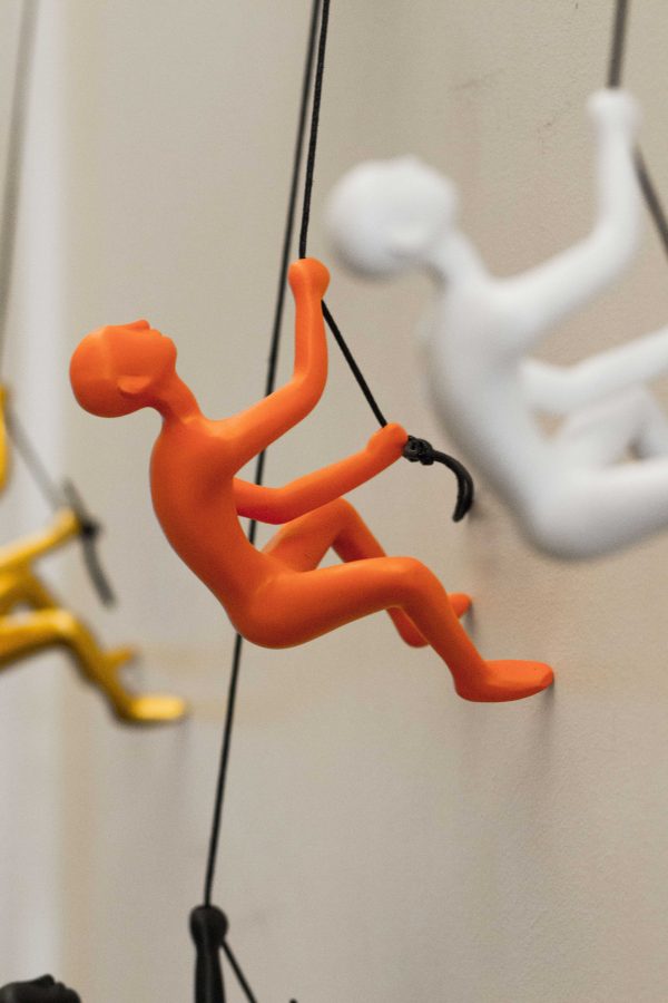 6" Orange Unique Climbing Man Wall Art - Image 2