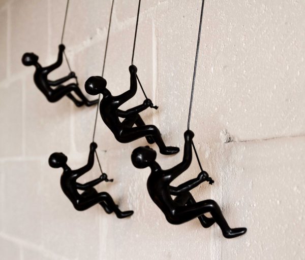 6" x 3" x 3" Resin Black 4 Pack Climbing Man - Image 2