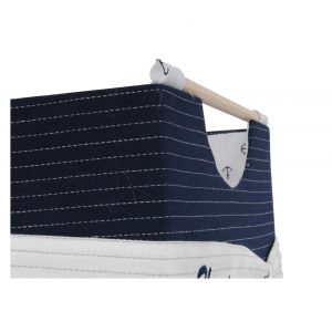 12" x 12.5" x 9.5" White Blue Foldable Fabric  Basket Set of 3