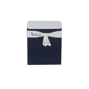 Foldable Navy Blue Fabric Lined Storage Basket