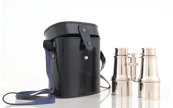 5.5" x 3" x 5" Brass Binocular With Leather Case - Image 3