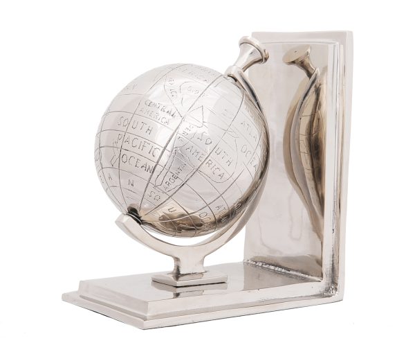 4.5" x 6.75" x 7.75" Alum Globe Bookend Set Of Two - Image 5