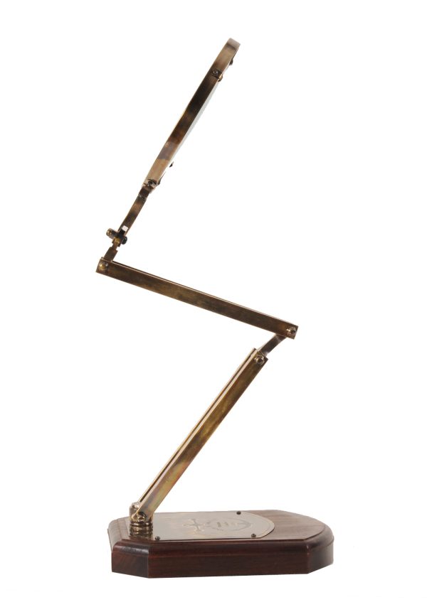 7.5" x 14.5" x 28" Brass Big Magnifier Glass With Wooden Base - Image 3