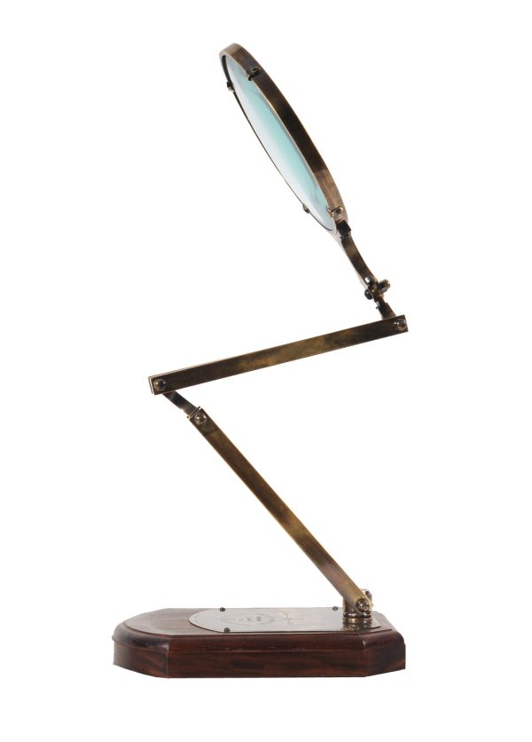 7.5" x 14.5" x 28" Brass Big Magnifier Glass With Wooden Base - Image 5