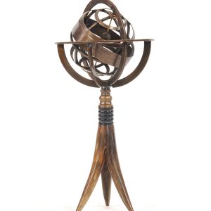 5.5" x 5.5" x 12" Brass Armillary On Horn Stand