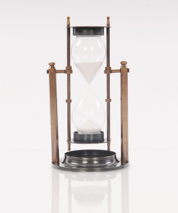 4.5" x 4.5" x 8.5" Brass Revolving Sandtimer