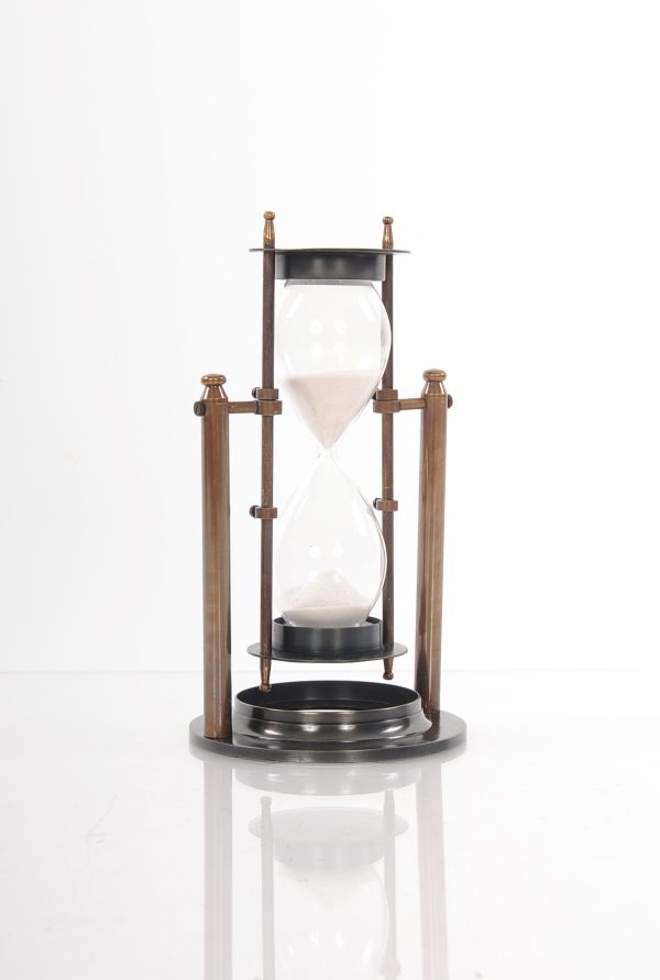 4.5" x 4.5" x 8.5" Brass Revolving Sandtimer - Image 2