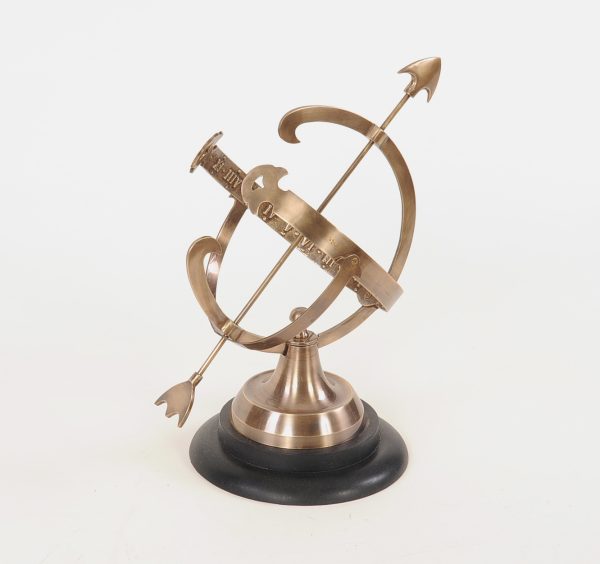 8" x 10" x 14.25" Brass Armillary On Wooden Base - Image 3