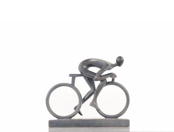 Minimalist Cyclist Cement Finish Statue - Image 2