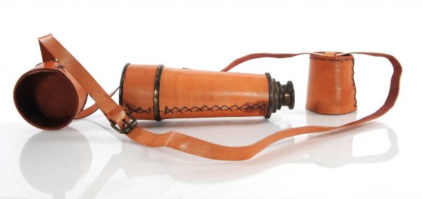 Rustic Brass and Leather Handheld Telescope - Image 3