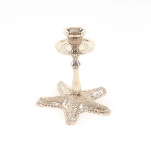 Silver Finish Star Fish Taper Candle Holder