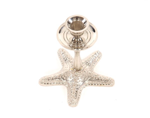 Silver Finish Star Fish Taper Candle Holder - Image 4
