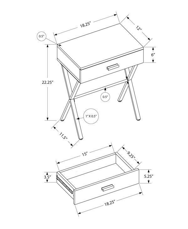18.25" X 12" X 22.25" White Metal Accent Table - Image 5