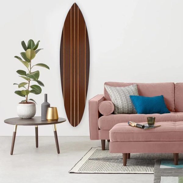 Multi Tonal Brown Stripe Surfboard Wall Art