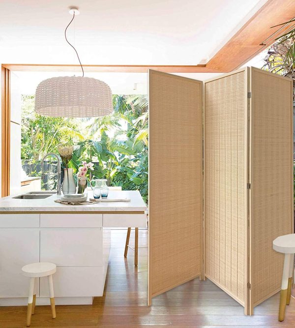 Natural Color Bamboo 3 Panel Room Divider Screen - Image 4