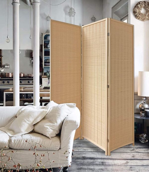 Natural Color Bamboo 3 Panel Room Divider Screen - Image 5