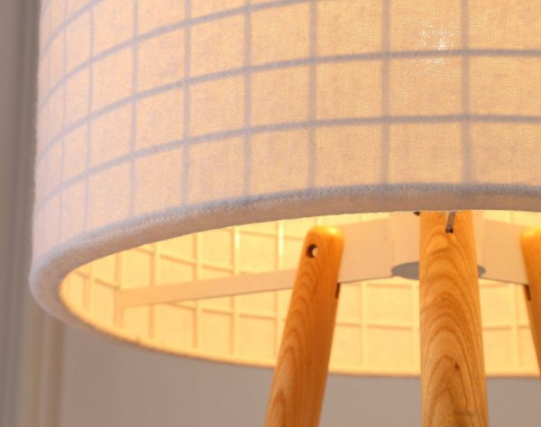 21" Brown Solid Wood Tripod Table Lamp With White Shade - Image 2
