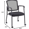 Black Mesh Fabric Rolling Guest Arm Chair - Image 2