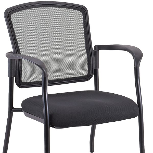 Black Mesh Fabric Rolling Guest Arm Chair - Image 4