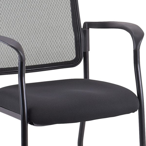 Black Mesh Fabric Rolling Guest Arm Chair - Image 5