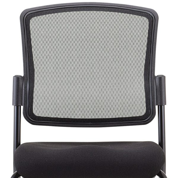 Black Mesh Fabric Rolling Guest Chair - Image 4