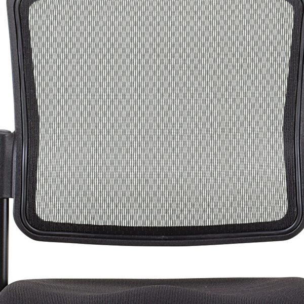 Black Mesh Fabric Rolling Guest Chair - Image 5