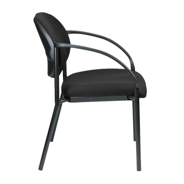 24" Set of 2 Deep Black Fabric Guest Arm Chairs - Image 2