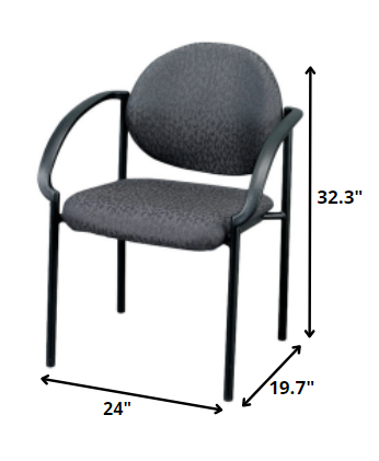 24" Set of 2 Deep Black Fabric Guest Arm Chairs - Image 2