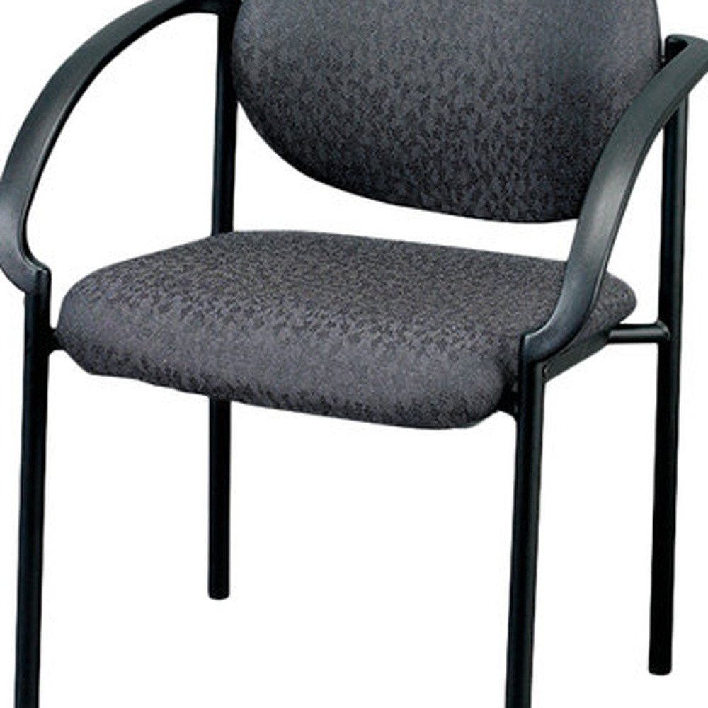 24" Set of 2 Deep Black Fabric Guest Arm Chairs - Image 4