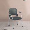 Set of Two Black with Gray Aero Professional Rolling Guest Chairs - Image 3