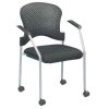 Set of Two Black with Gray Aero Professional Rolling Guest Chairs - Image 4
