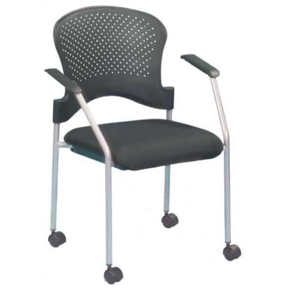 Set of Two Black with Gray Aero Professional Rolling Guest Chairs - Image 4
