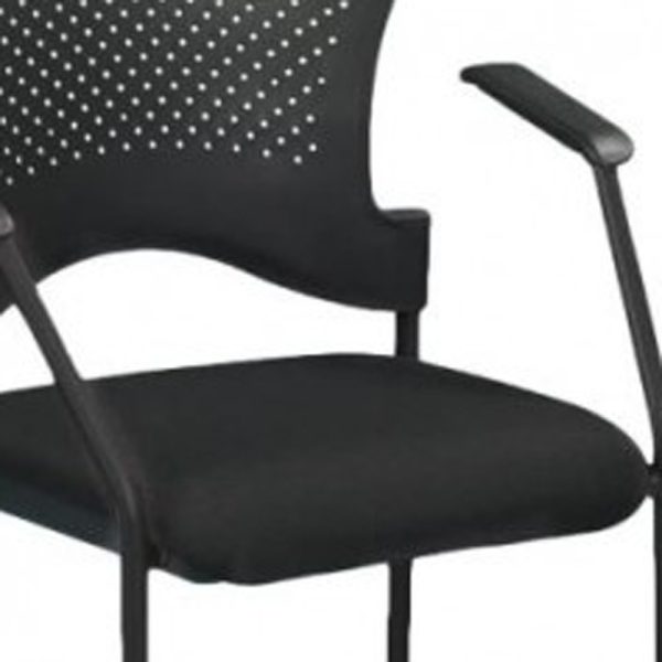 25" x 21" x 33.75" Black  Frame Plastic / Fabric Guest Chair - Image 3