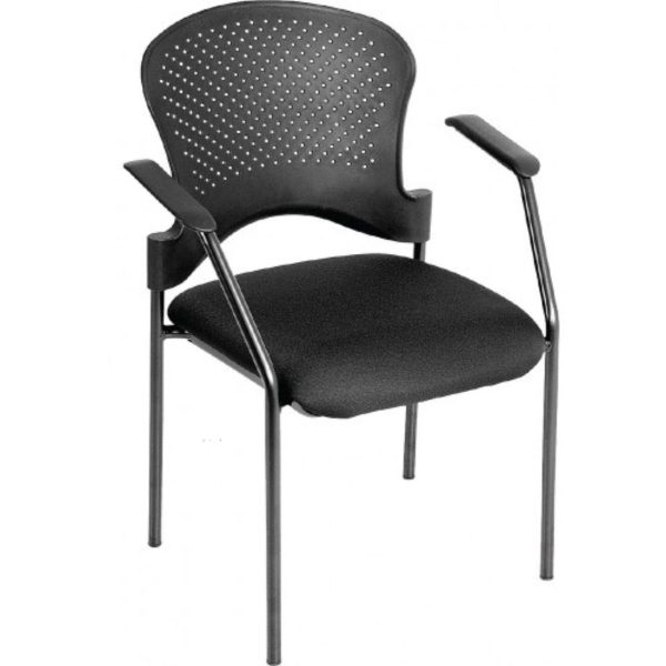 Set of Two Black Frame Plastic and Fabric Guest Chairs - Image 5