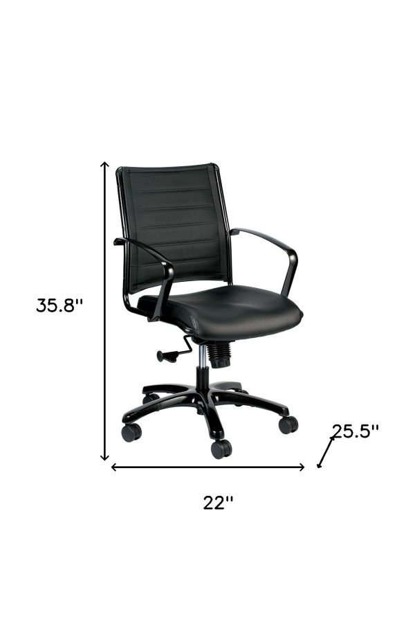 22" x 25.5" x 35.8" Black Leather Chair - Image 2