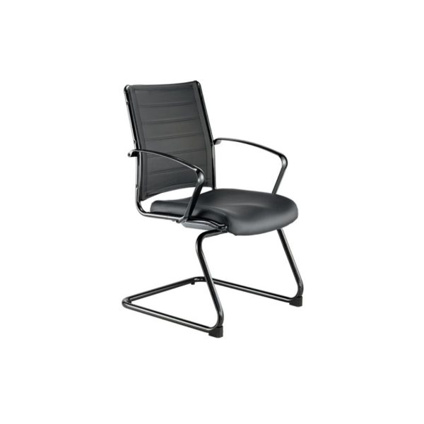 22" x 25.5" x 35.4" Black Leather Guest Chair - Image 2