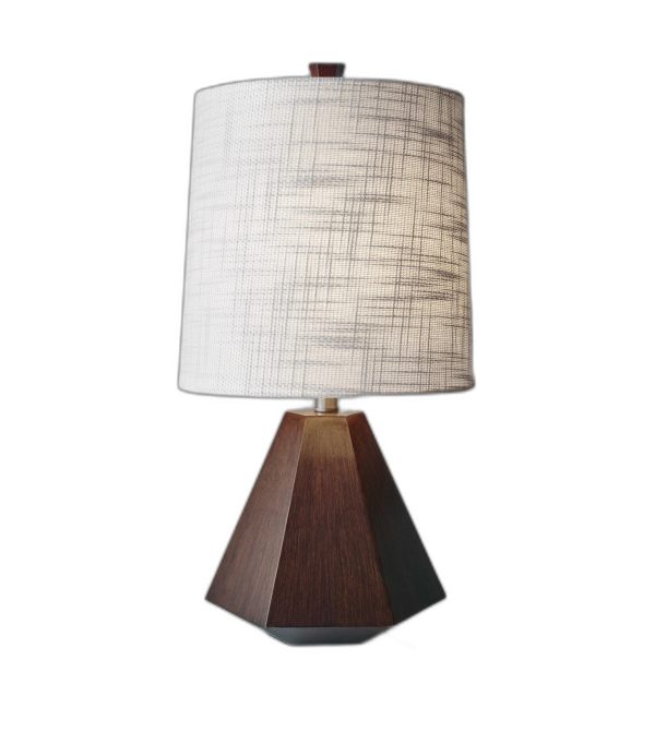 Walnut Wood Finish Geometric Base Table Lamp - Image 2