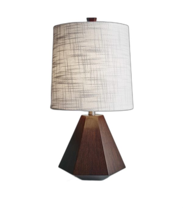 Walnut Wood Finish Geometric Base Table Lamp - Image 3