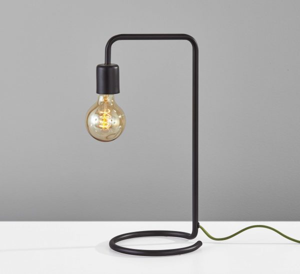 Industrial Matte Black Finish Metal Desk Lamp with Vintage Edison Bulb - Image 2