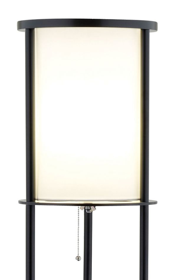 Black Wood Finish Floor Lamp with Circular Storage Shelves - Image 3