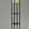 Floor Lamp with Black Wood Finish Storage Shelves - Image 2