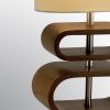 Walnut Wood Finish Stacked Bentwood Ovals with Natural Fabric Oval Shade Table Lamp - Image 3