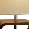 Walnut Wood Finish Stacked Bentwood Ovals with Natural Fabric Oval Shade Table Lamp - Image 4