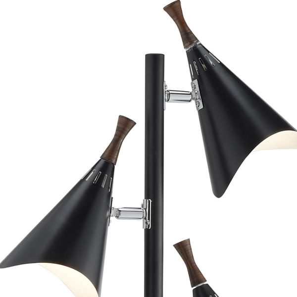 Three Light Floor Lamp in Matte Black Metal - Image 5